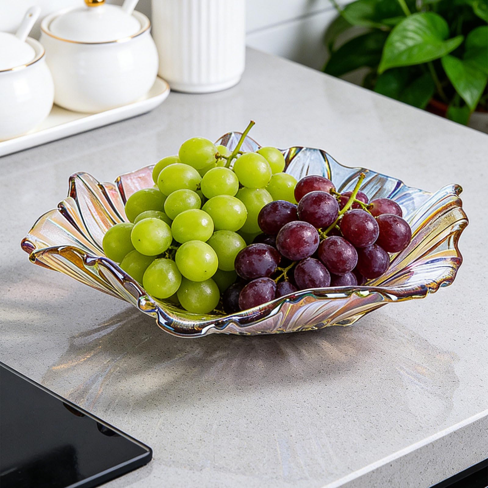 Plato de caramelo de moda con diseño de girasol, gran capacidad para frutas, dulces, etc