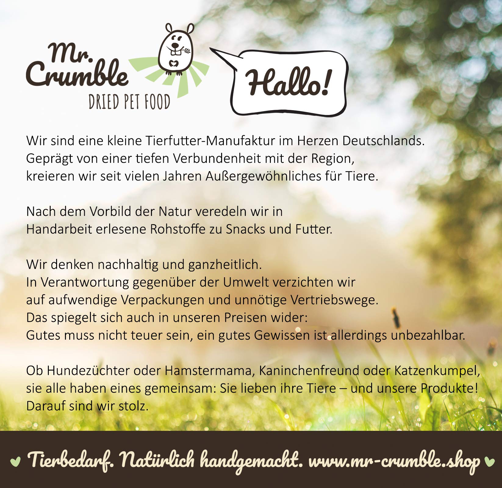 Mr. Crumble Dried Pet Food Timothy-Heu Strukturfutter getreidefrei für Kaninchen, Meerschweinchen und Degus 3000g