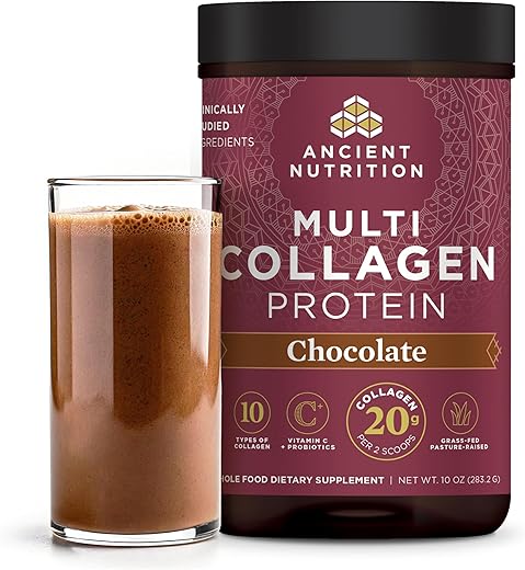 Ancient Nutrition Collagen Peptides Powder, Multi Collagen Protein, Women & Men, Vitamin C, Probiotics, Hydrolyzed Collagen, Supports Skin, Joints,...