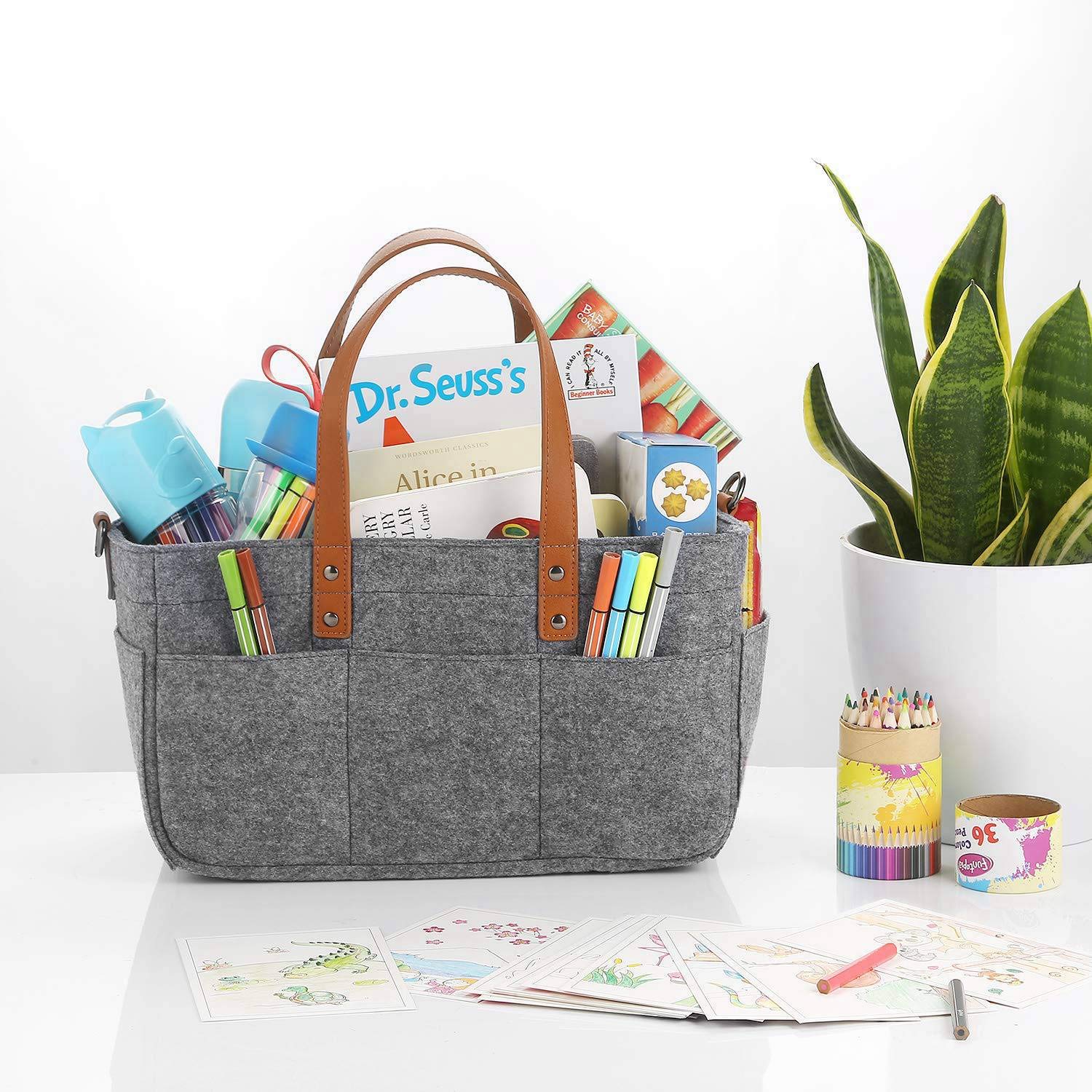 Organisateur De Couches Pour Bébé Support Portable Bac De Rangement Gris Foncé