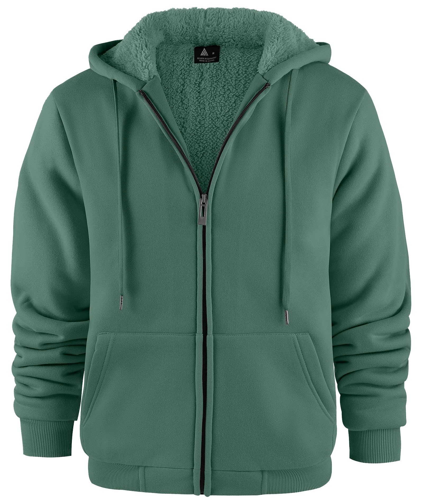 JACKETOWN Herren Kapuzenpullover Sweatshirt Reißverschluss Sweatjacke Gefüttert Hoodie Warm Fleece Winterjacke Teddyfutter Fleecejacke mit Kapuze