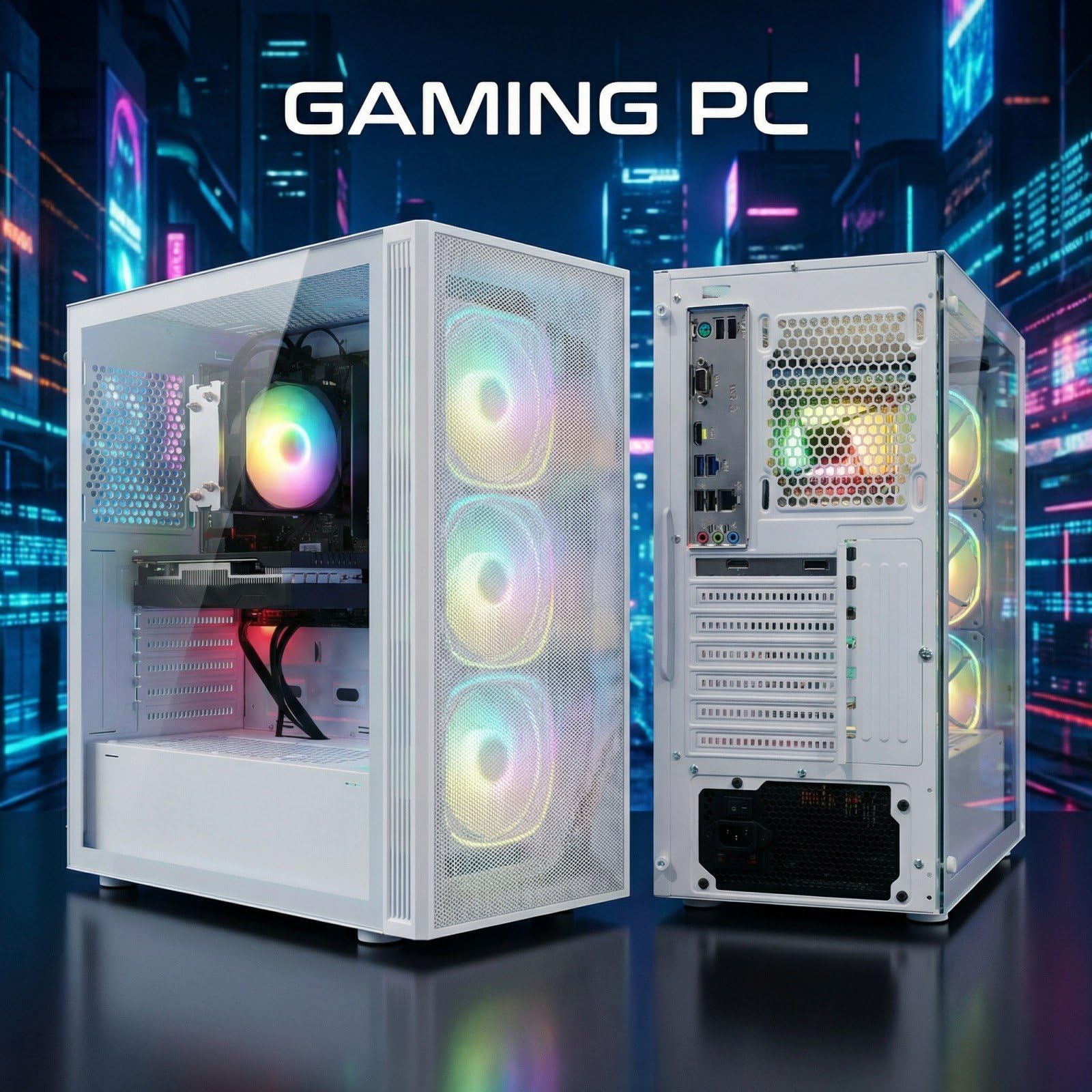 STGsivir PC Gamer Fixe, Ordinateur Gaming,GeForce RTX 3050 6Go GDDR6, Ryzen 5 5500 jusqu'à 4.2GHz,16Go DDR4 RAM, 512Go SSD, WiFi 6, BT 5.0, Ventilateur RGB x3, Windows11 Pro