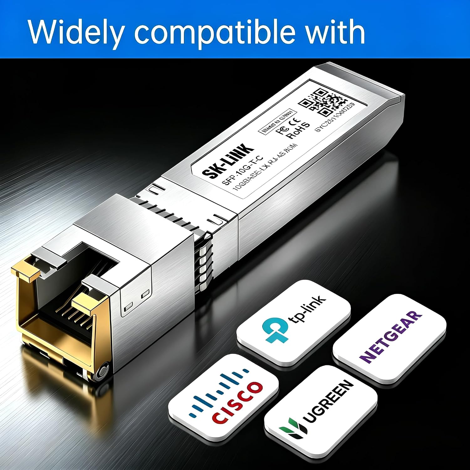 10GBASE-T SFP+ to RJ45 Transceiver, 10G Copper SFP+ Module, SFP+ to Ethernet, Plug and Play, Hot Pluggable, Up to 30m Distance, Optical SFP Compatible with Cisco, TP-Link, NETGEAR, UGREEN