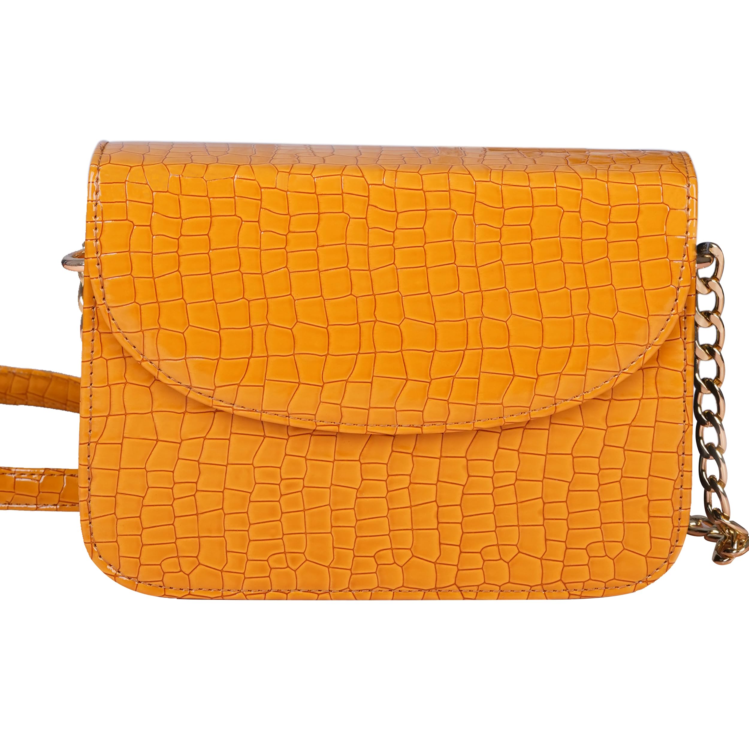 The Wallet Store Premium Brick Style Leather Sling Bag - Yellow