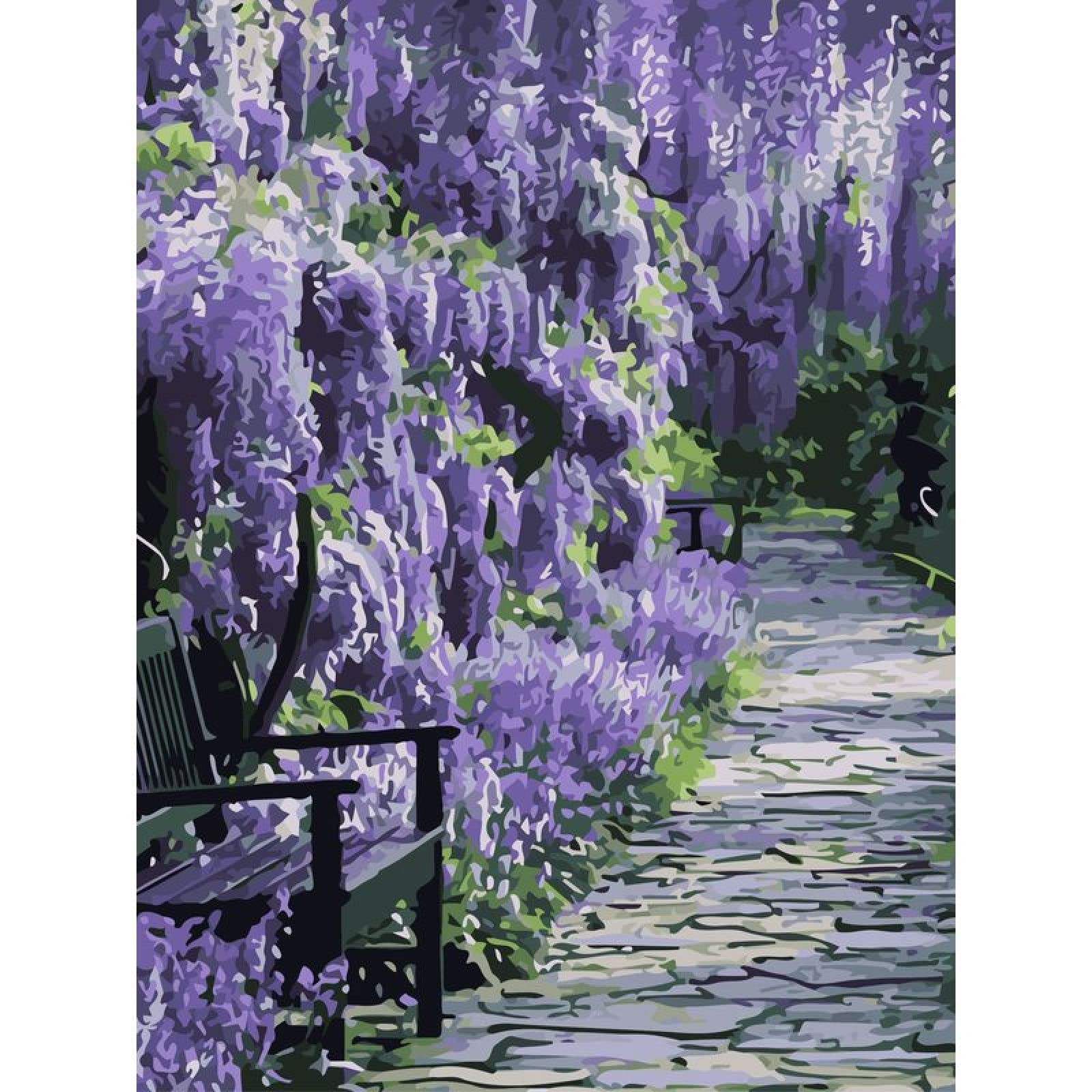 Amazon | 公園の藤の花とデッキチェア、フレームなし、40X50cm