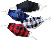 HopeLoveShine Reusable 100% Cotton Face Masks w/ Filter Pocket & Adjustable Ear Loops - Stylish 4-Pack for Adults