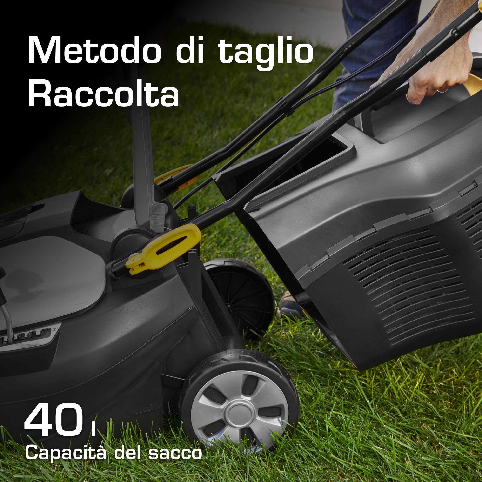 Rasaerba a batteria Alpina AL1 3820 Li Kit, larghezza di taglio 38 cm, batteria da 20 V (2 x 4 Ah), 550 W, fino a 350 m², batteria e caricabatterie inclusi, nero