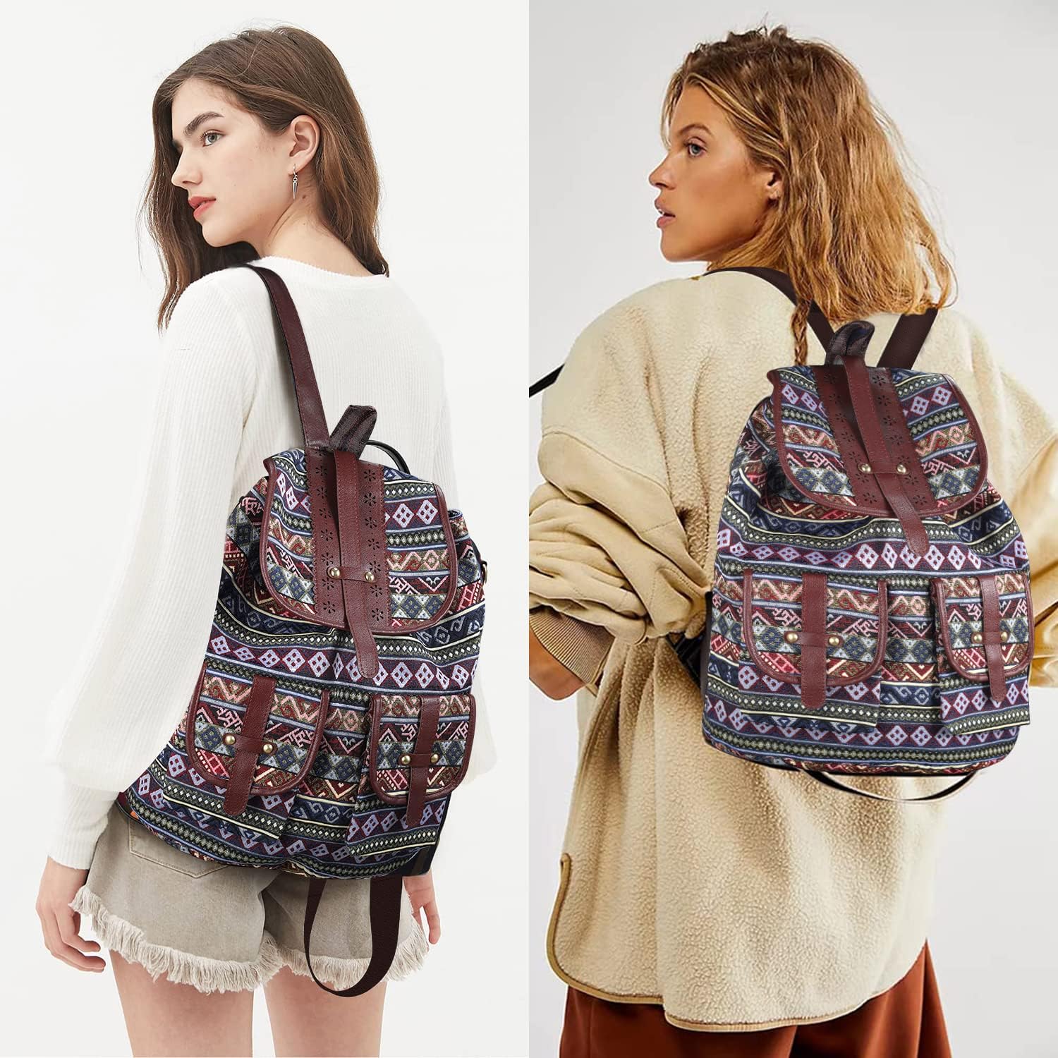 Mochila Vintage Mochila de Viaje Mujer Mochila Portatil Mochila de Hombro Casual Unisex Vintage de College Multifunción Gran Capacidad Piel Mochilas Estudiante Casual Viaje Moda Regalo para Mujer