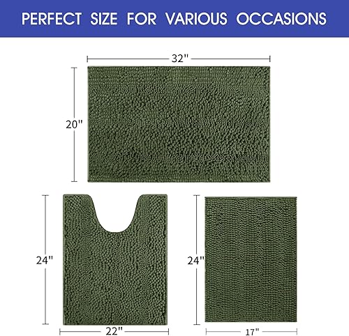 Miniatura 2 de ACCUMTEK Juego de 3 alfombras de baño de felpilla ultra suaves, antideslizantes, absorbentes, peludas de felpa para baño, dormitorio, cocina