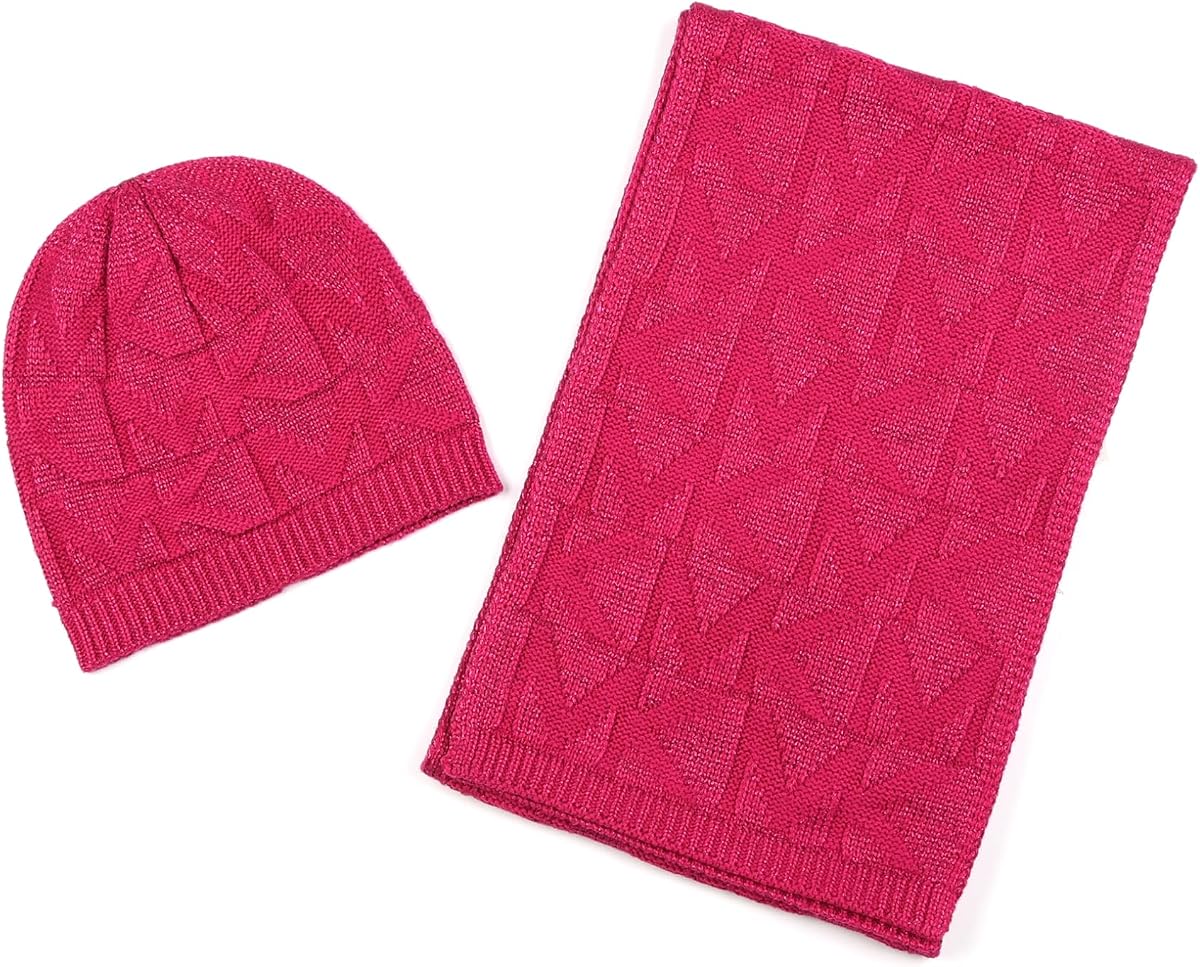 Set de gorro y bufanda metalizados para mujer, accesorios de moda elegantes y cálidos para climas fríos