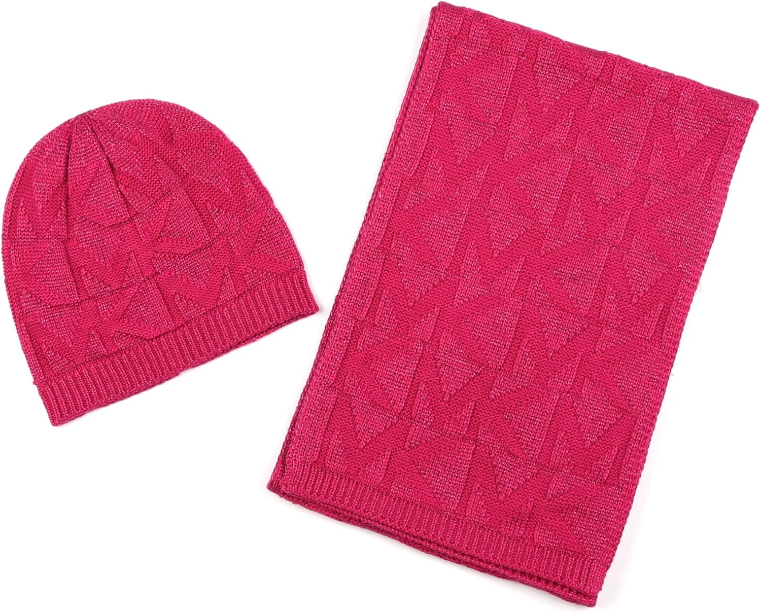 Michael Kors Womens Metallic Beanie & Scarf Set, Stylish & Warm Fashion Accessories for Cold Weather