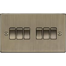 Knightsbridge CS42AB Square Edge Antique Brass 10A 6G 2 Way Plate Switch, 230 V