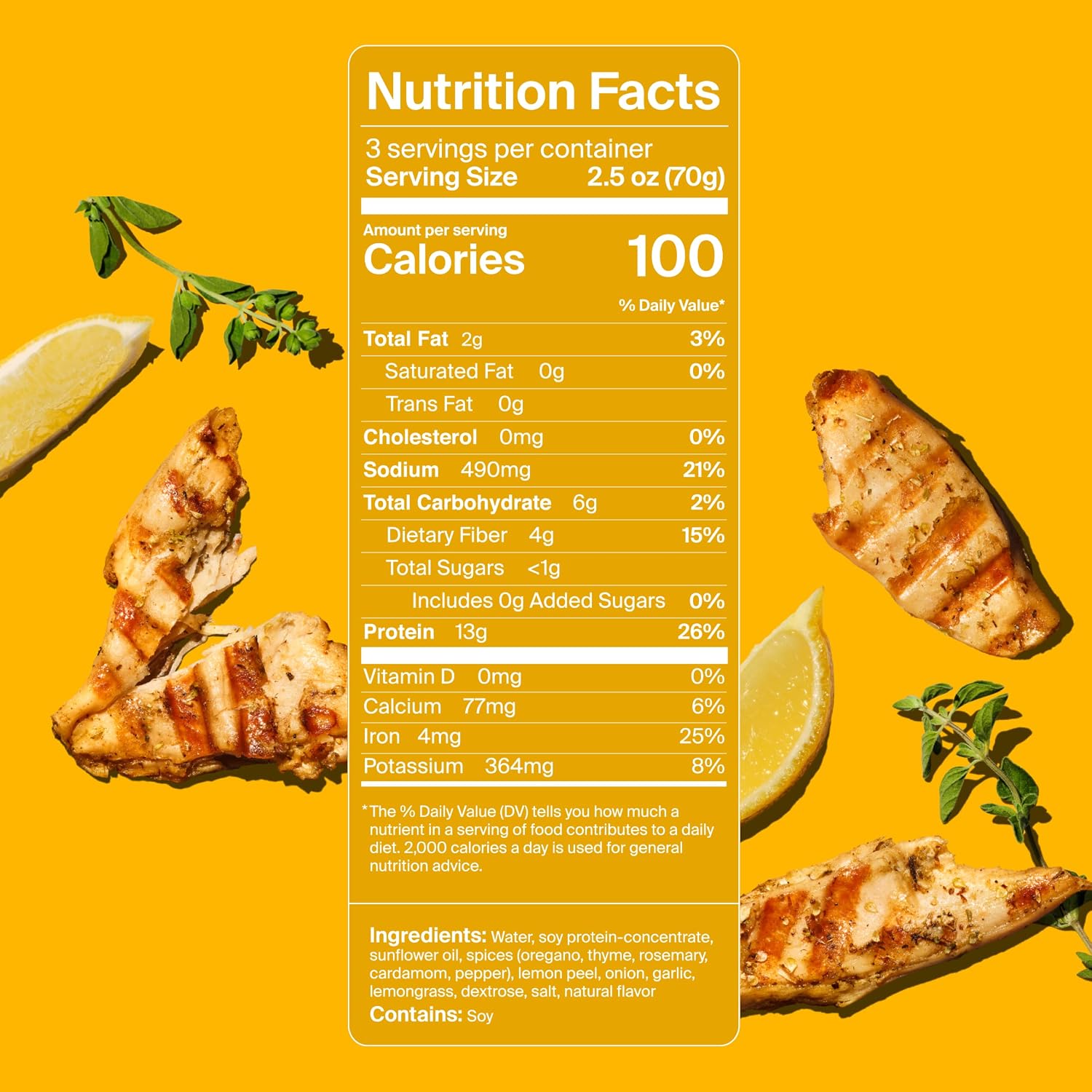 Daring Lemon & Herb Plant Chicken Pieces, 8 Oz Pouch