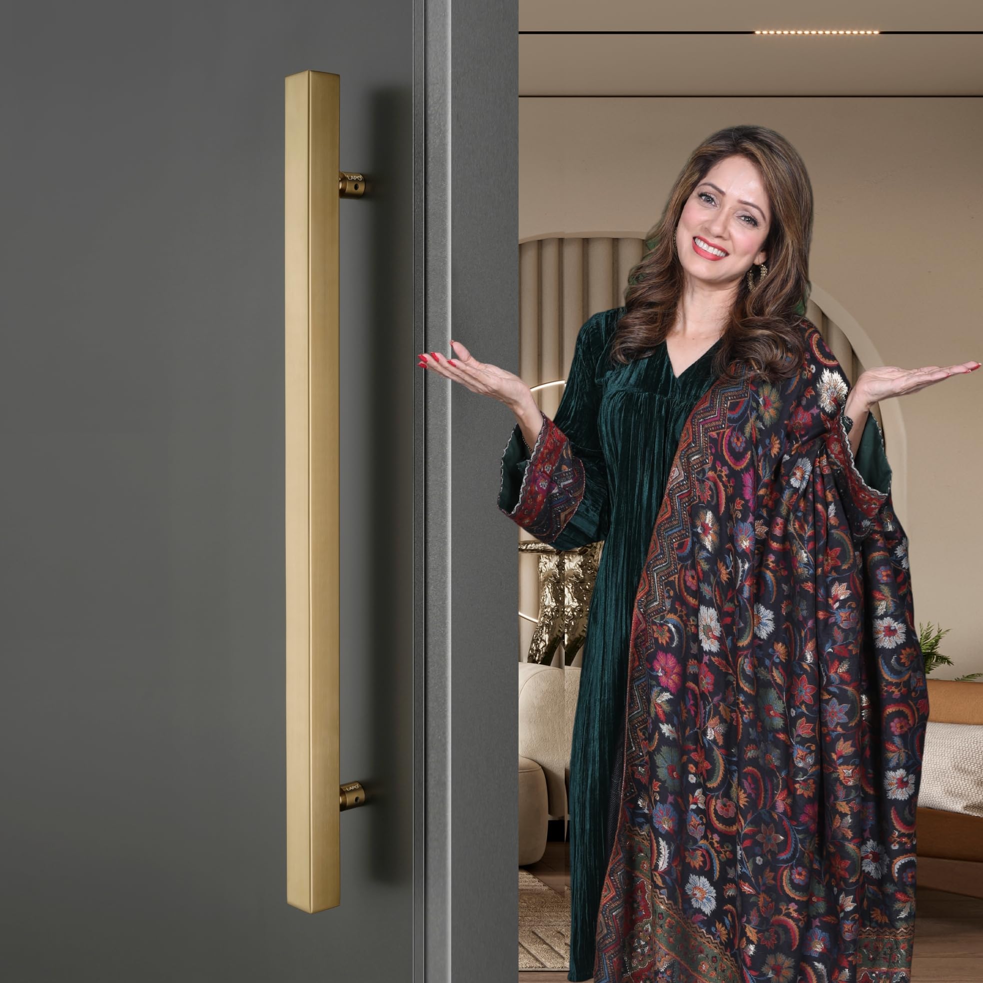 LAPO Pull Push Handle for Main Entrance | 24 Inch Stainless Steel Pull Handle | Gold Finish | Supports 30โ100mm Door Thickness |Ideal for Wooden & Glass Doors| 3 Years Warranty 1
