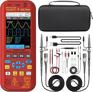 BSIDE 2 Channels Handheld Oscilloscope Multimeter, 50MHz Bandwidth with 3.98" TFT LCD, 20000 Counts Rechargeable DDS Generator, Measure Flexible AC Clamp, Temp Amp Cap Diode Voltage for Electronic DIY