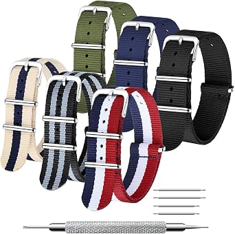 CIVO NATO Cinturino 6 Confezioni 16mm 18mm 20mm 22mm 24mm Cinturini in  nylon balistico Cinturini Zulu Fibbia in acciaio inossidabile con barra a  molla e strumento per spilla di collegamento : Amazon.it: