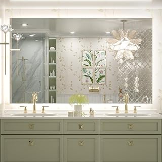 Keonjinn Bathroom Mirror with Lights 60 x 36 Inch, LED Mirror with Backlit, Anti Fog Lighted Mirror with Stepless Dimmable, UL Listed LED Driver, Waterproof, CRI90+, HD Tempered Glass