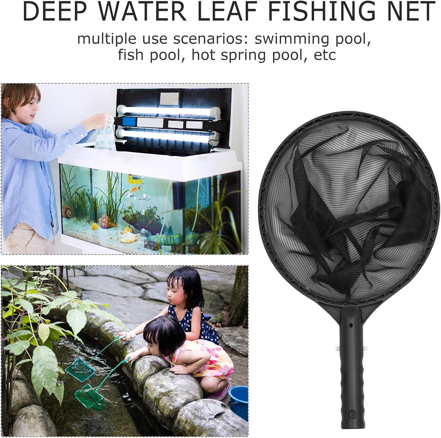 BESTonZON Swimming Pool Leaf Skimmer Net Deep Plastic Mesh Pool Cleaning Net Rake for Inground Spa Pond Debris Removal