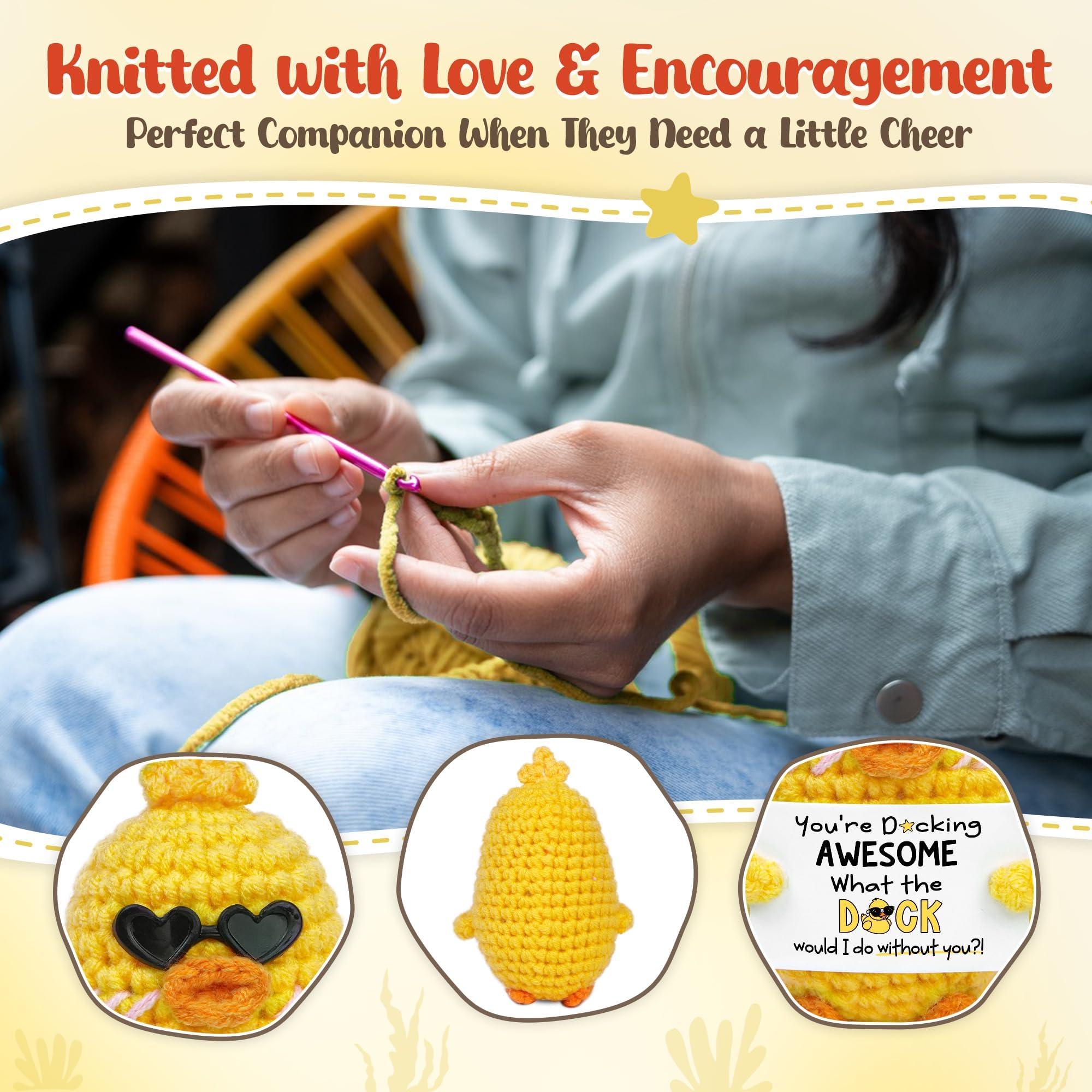 Sunwuun Positive Duck Gifts,Good Luck Gifts,Mini Emotional Support Gift Potato,Funny Crochet Toys Encouraging Gift for Girlfriend/Friend/Classmate/Kids/Adults - Image 4