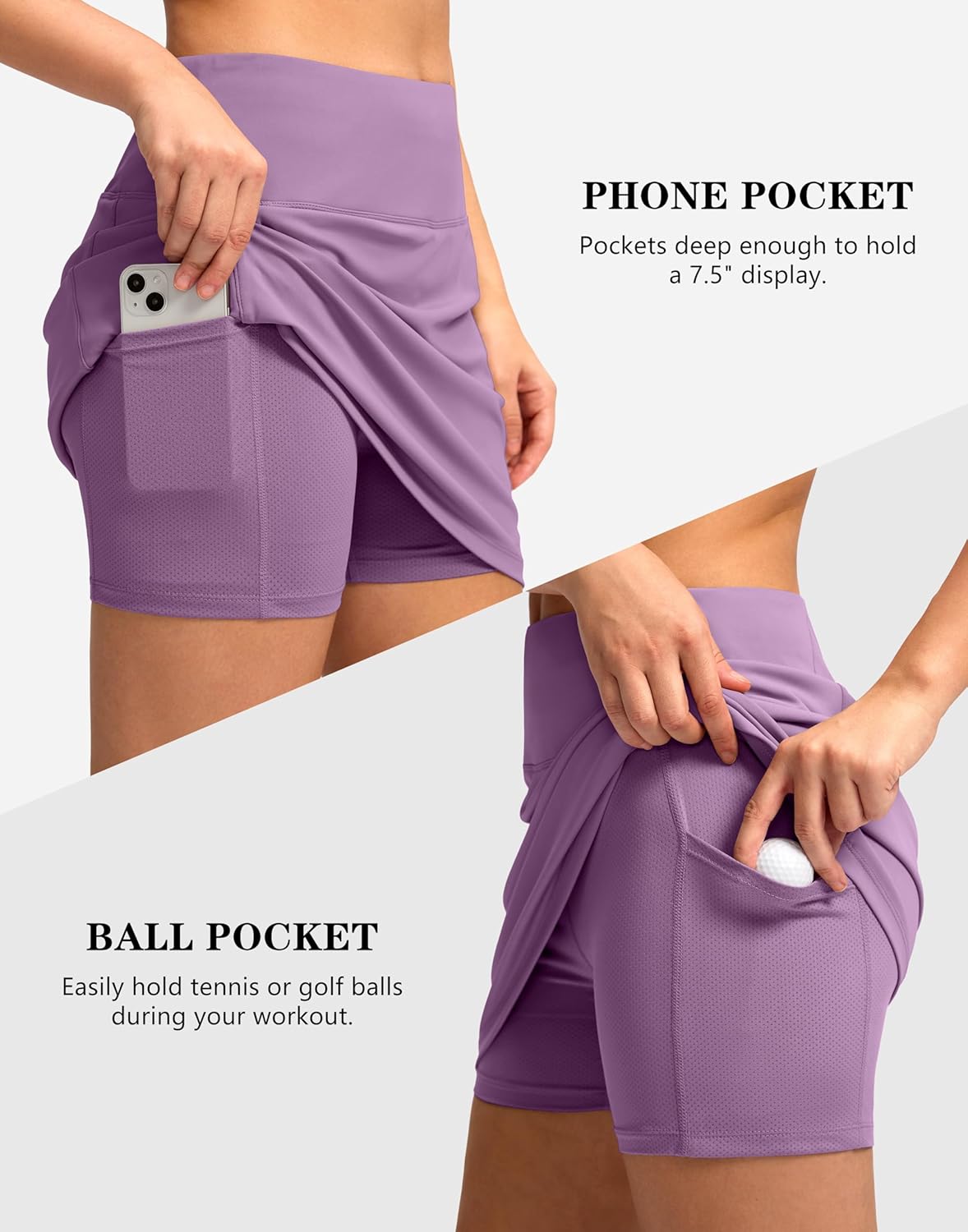 Women's Golf Skirts Skort 4 Side Pockets High Waisted Stretchy Tennis Skirt with Short Athletic Casual - Image 4