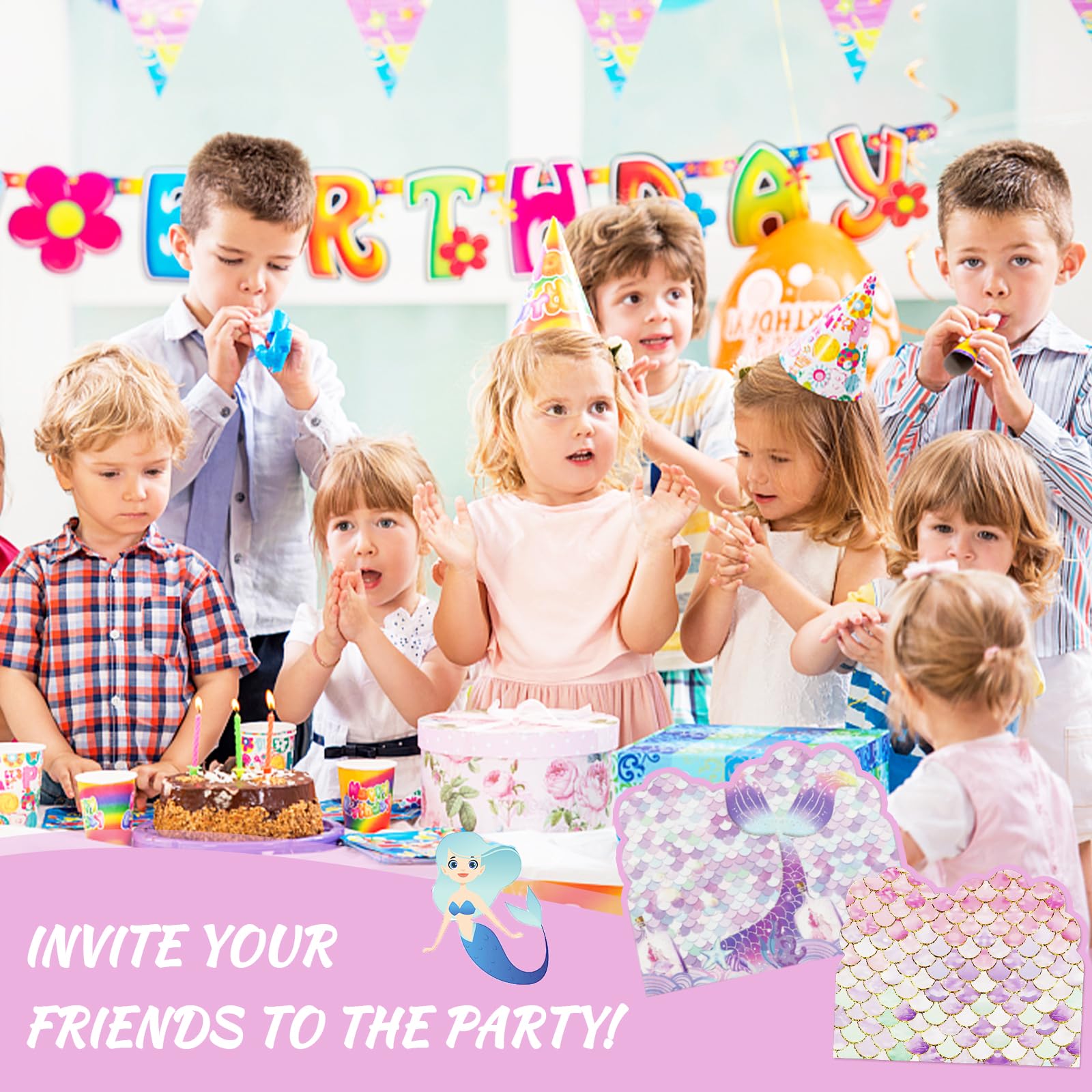 12x Sirena Biglietti di Invito,con Buste e Adesivi,Biglietti d'invito per bambini,Invito Compleanno Sirena,biglietti invito compleanno bambino,inviti compleanno,per Feste per Ragazzo e ragazza