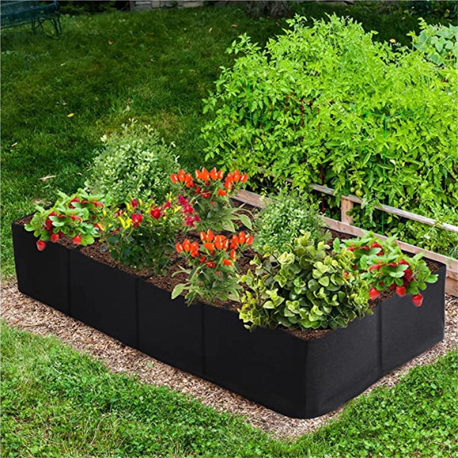 Bolsa De Cultivo para Plantas Garden Plant Planting Bag 8 Girds Felt Growing Rectangle Nursery Pot Vegetable Tomato Potato Container(180x90x30cm)
