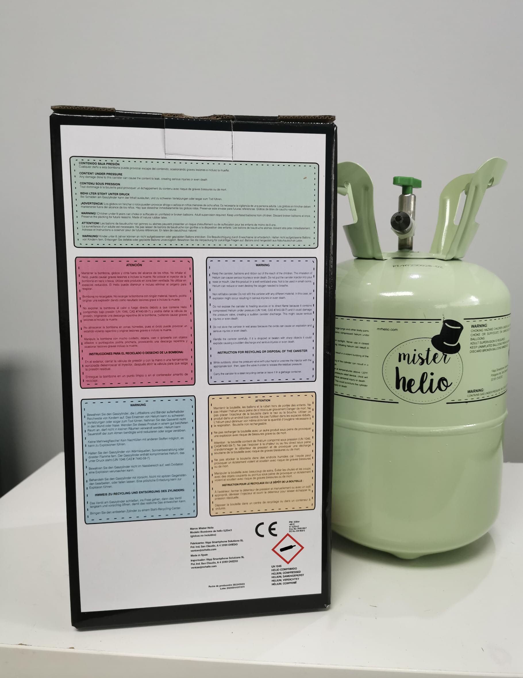 Bouteille d'hélium de 0,25 m3 (ballons non inclus)