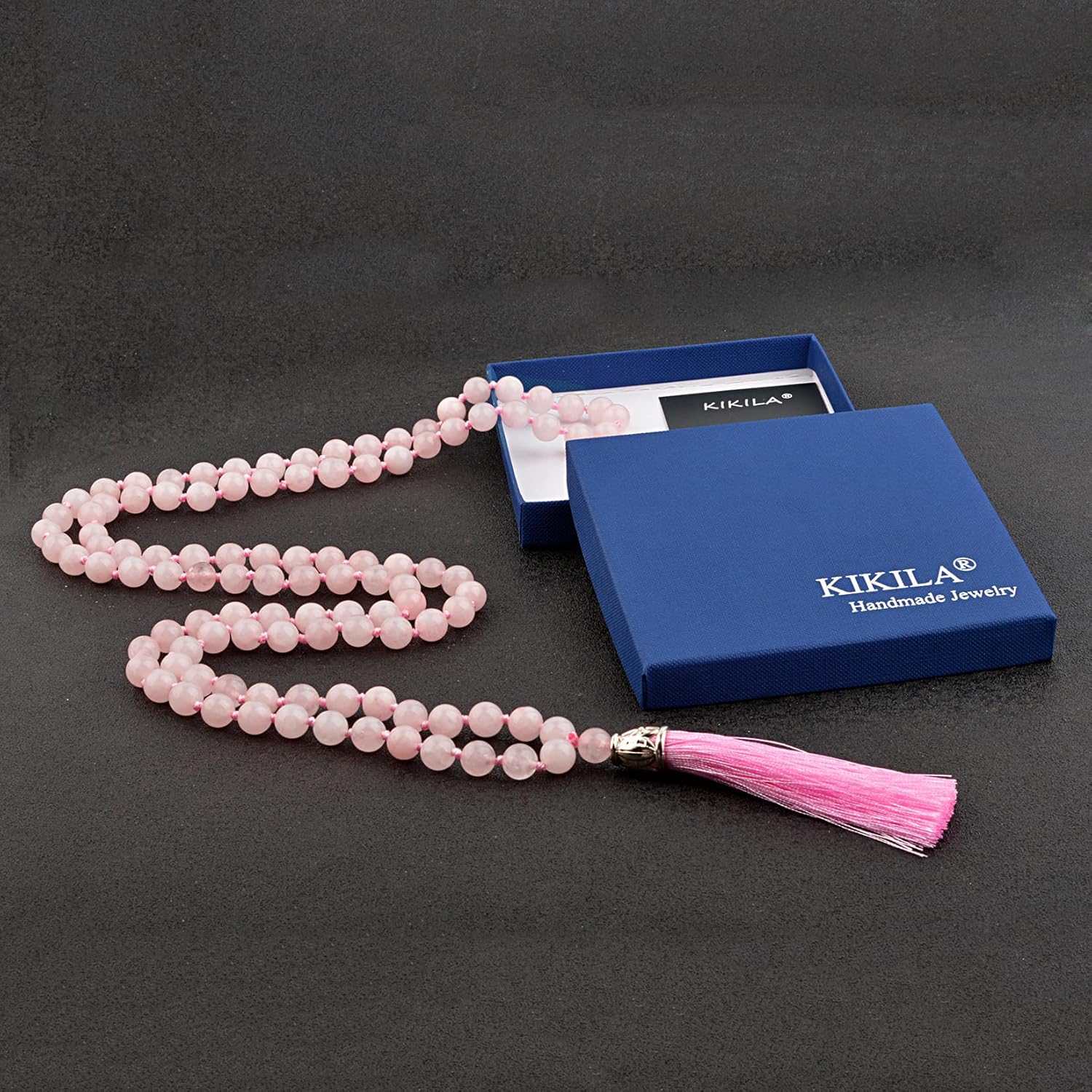 KIKILA Mala Beads 108 Natural Stone GemStones Japamala Yoga Meditation Hand Knotted Beaded Tassel Necklace for Women Men - Image 5