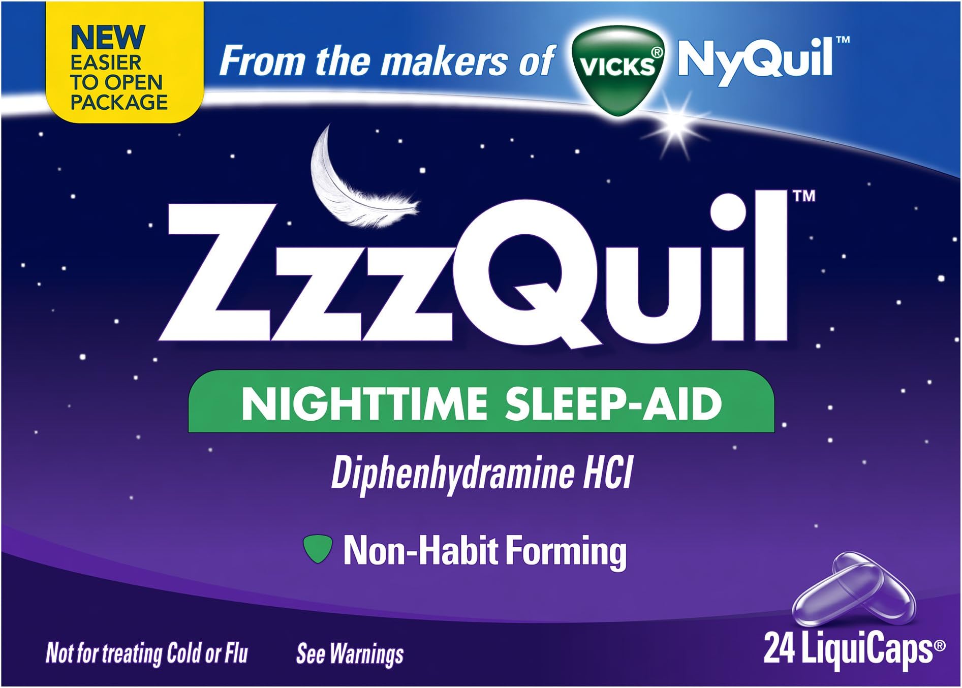 Vicks ZzzQuil Nighttime Sleep Aid LiquiCaps, 24 Count