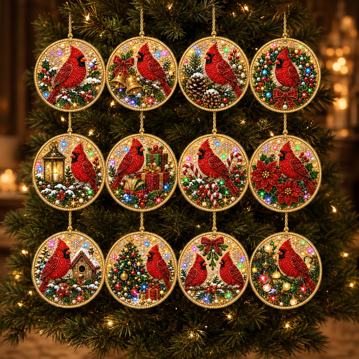 12 Pack Diamond Art Christmas Baubles, DIY Pearl Diamond Art Kits (#I)