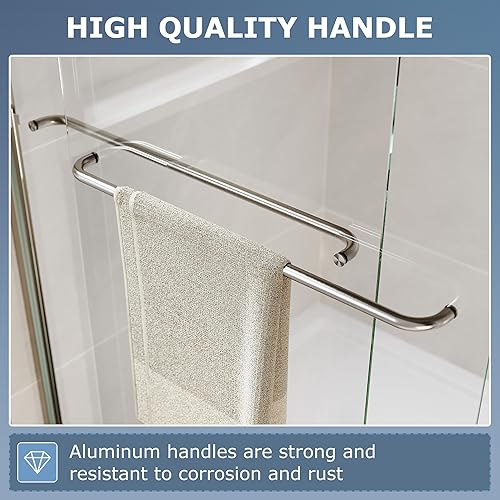 Miniatura 31 de SUNNY SHOWER B020, puertas de regadera deslizantes sin marco (56 - 60 x 72 pulgadas), cristal de 1/4 pulgada, acabado cromo