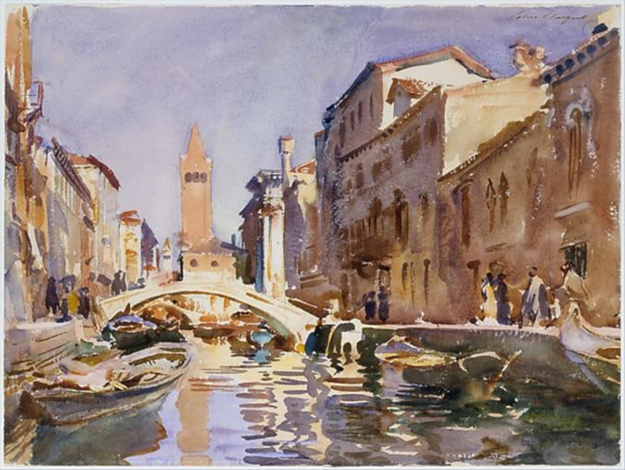 SERENDIPITP Retro Picture Poster Wall Art Pictures Painting Venetian Canal by John Singer Sargent Wall Art Canvas Print for Wall Decor 60x90cm
