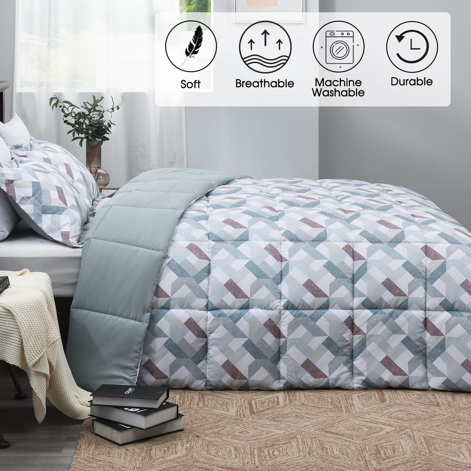 Beyond Basic Geometry Twin Comforter Set - Lightweight Down Alternative