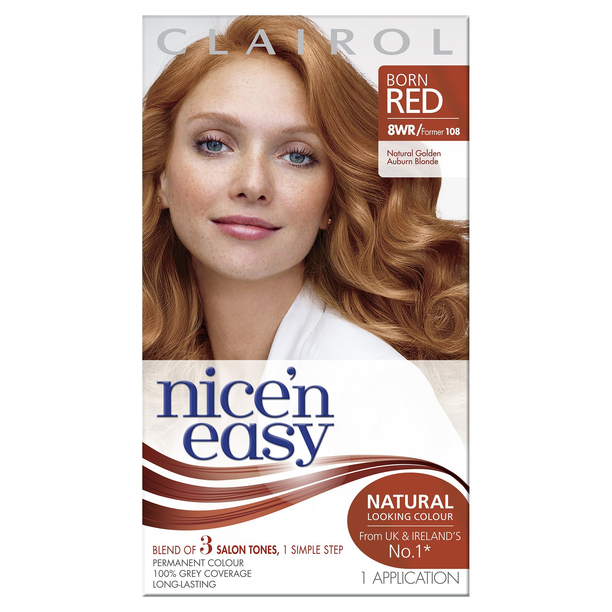 Clairol Nice'n Easy Permanent Hair Dye 108/8WR Natural Golden Auburn