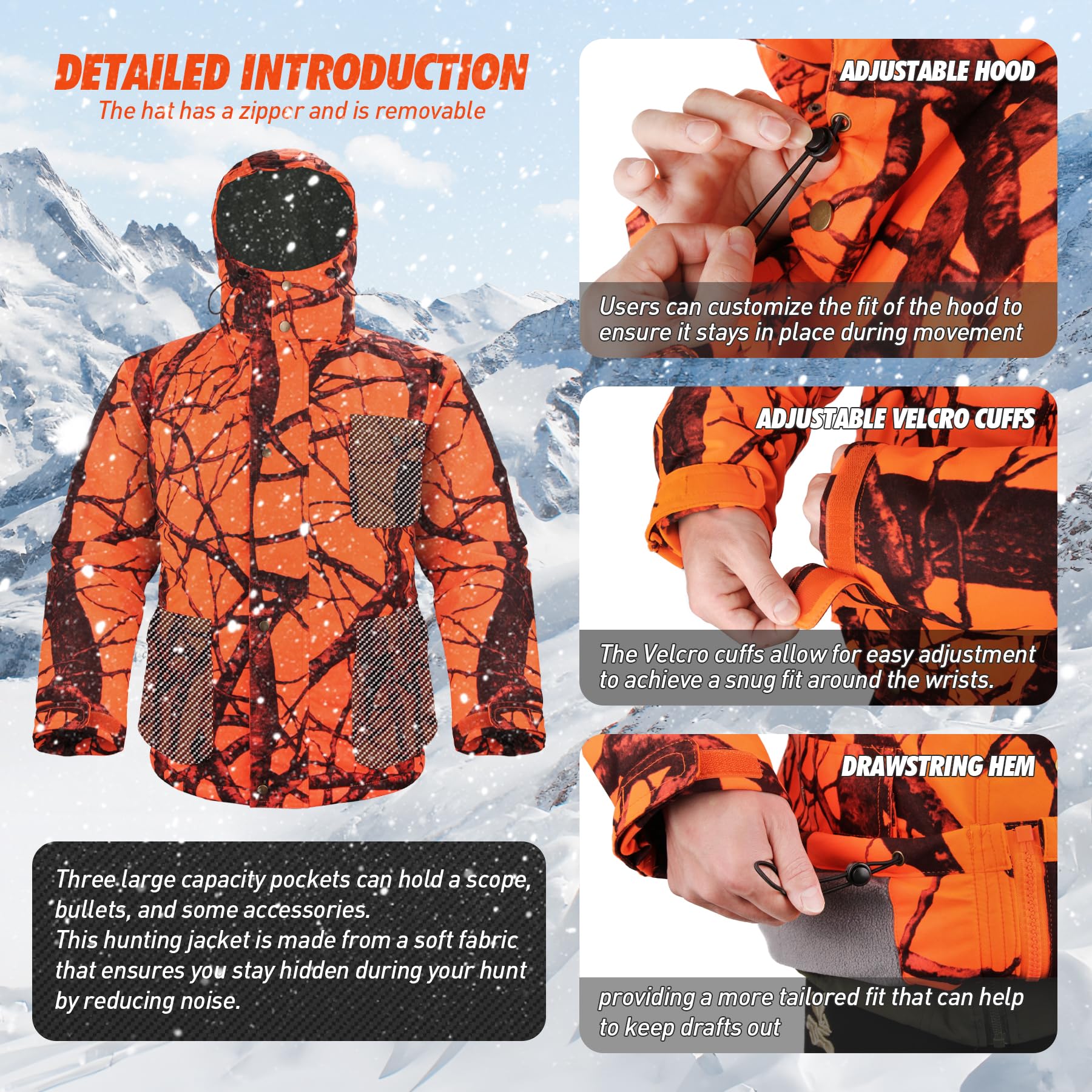 GUGULUZA Veste à capuche pour homme avec doublure en polaire imperméable et coupe-vent Motif camouflage