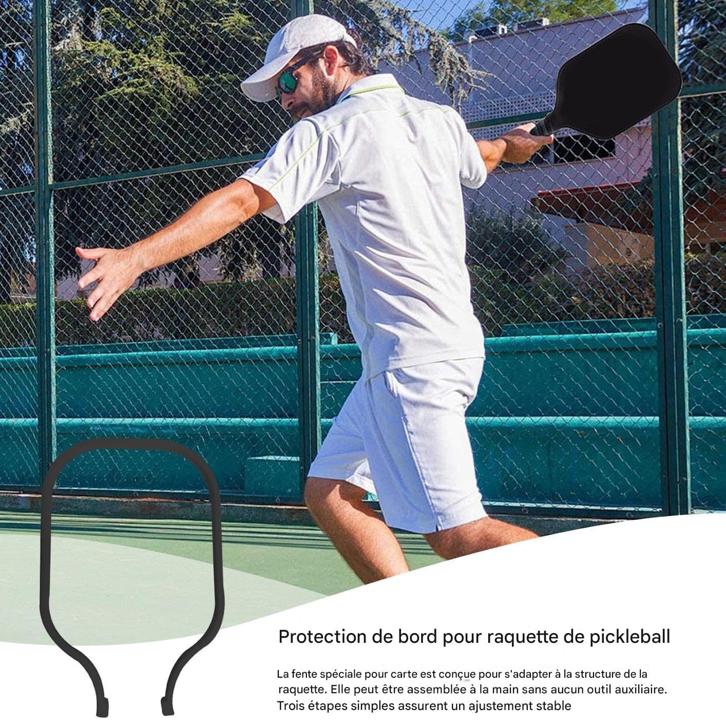 Générique Protège-Bordure Pickleball, Bandes De Protection De Bord pour Paddle De Pickleball, Aide D'Entraînement Sportif Pondéré avec Amortissement des Chocs pour Les Hommes Les Femmes Les