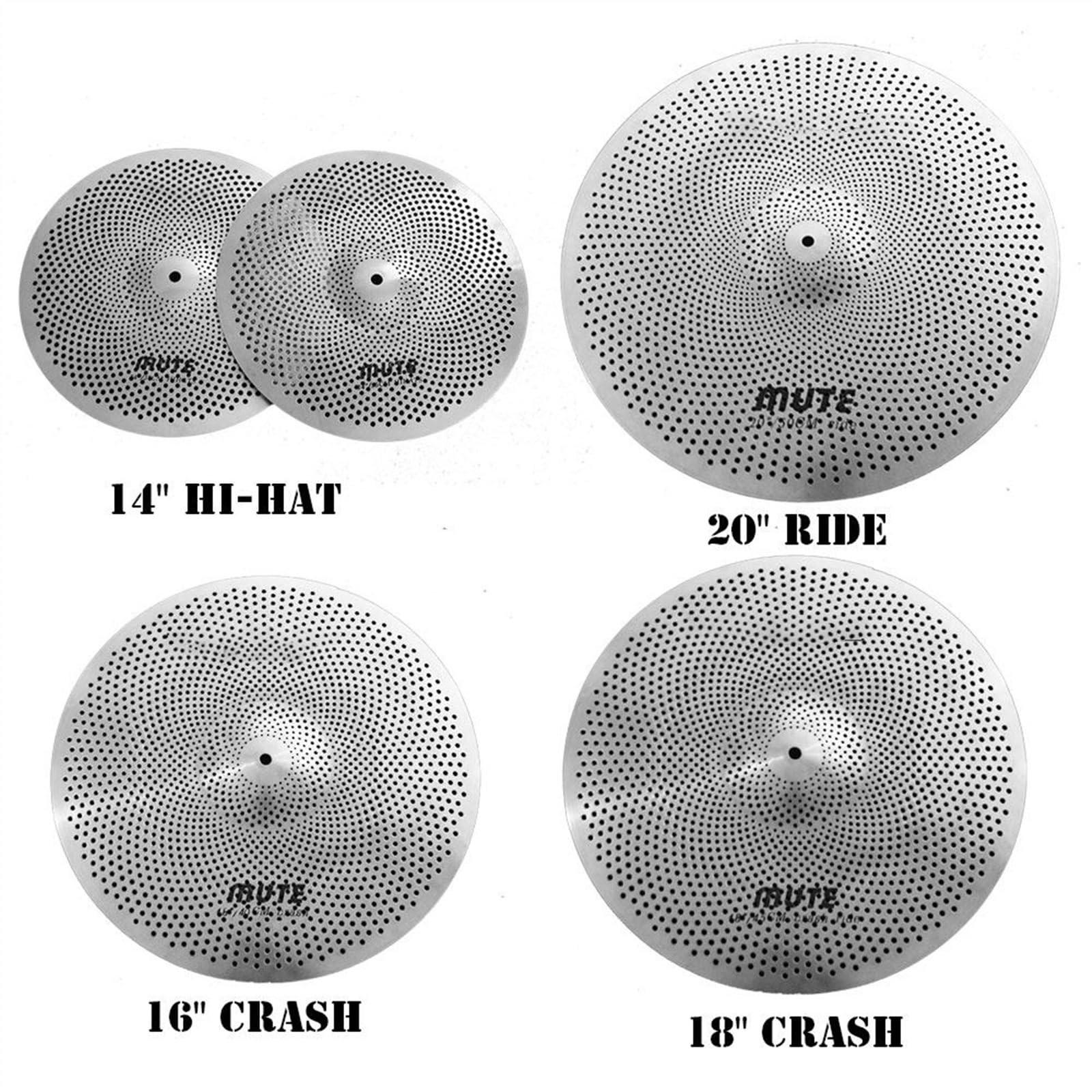 Silbernes Low-Volume-Becken 14" Hi-Hat+16" Crash+18" Crash+20 Ride Für Schlagzeuger-Percussion-Instrument Becken für Anfänger