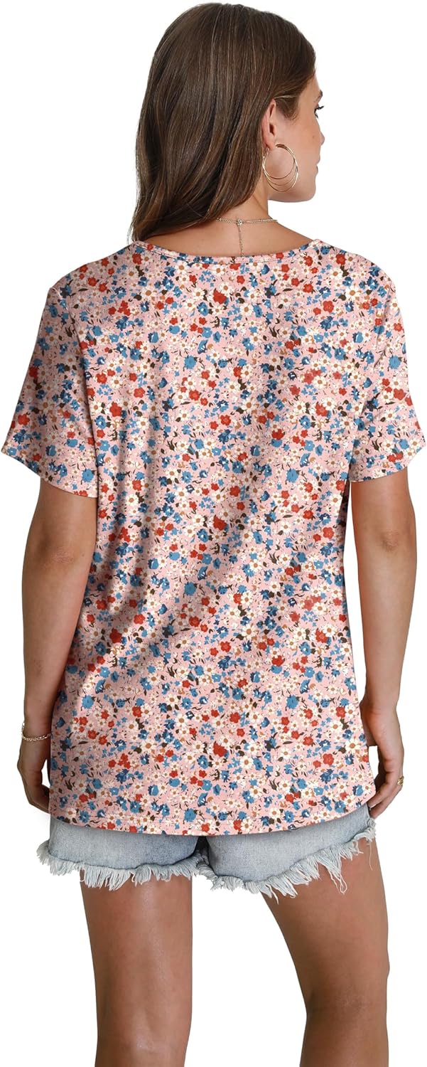 WEESO Womens T Shirts Short Sleeve Pleated Dressy Casual V Neck Summer Tops Blouses - Image 4