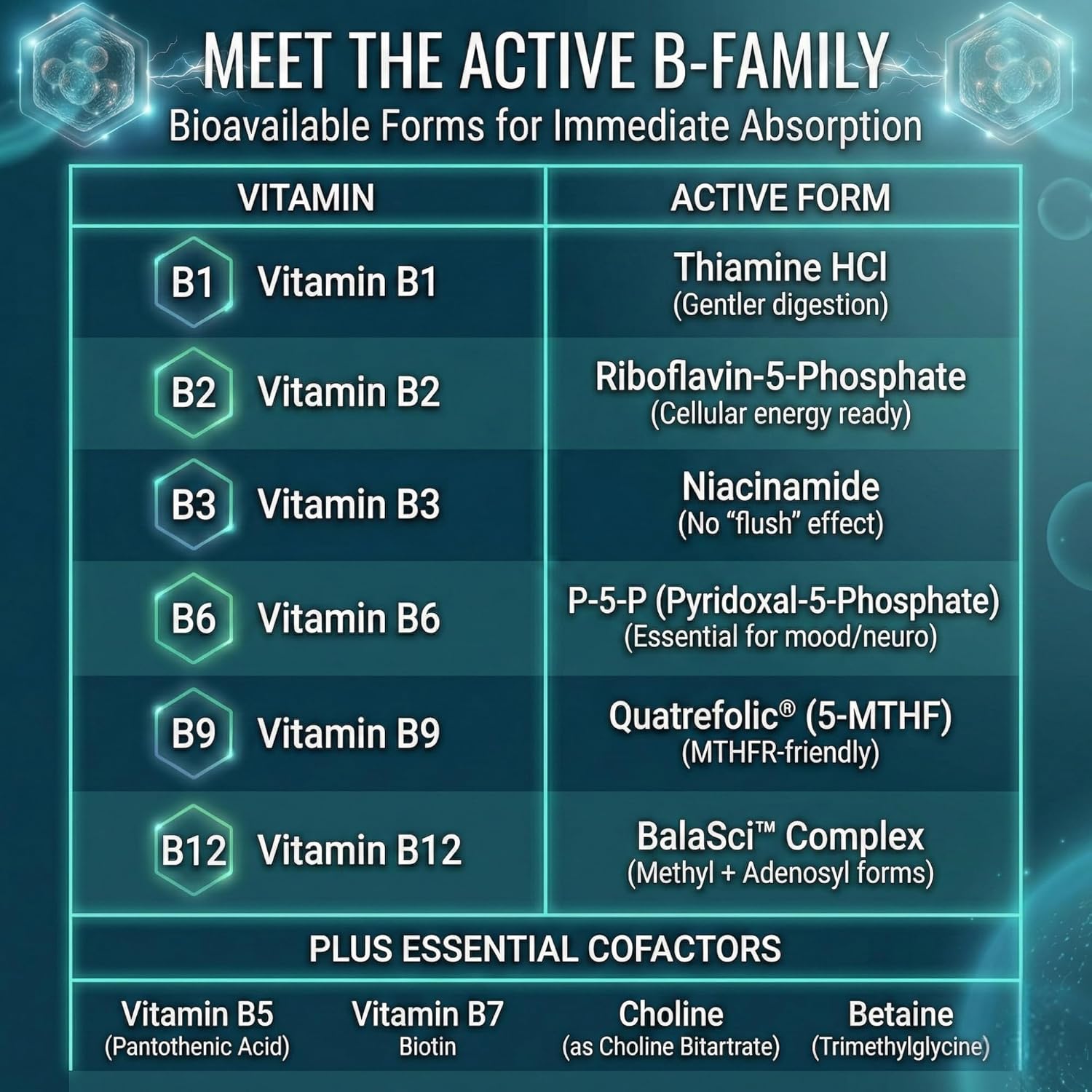 Approved Science Methylated B Complex – Full-Spectrum B-Vitamins, Quatrefolic Folate (5-MTHF), Choline, Betaine - 60 Capsules - Image 6