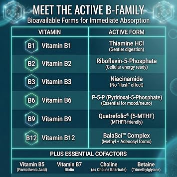 Approved Science Methylated B Complex Full Bioactive Vitamin B Complex - Folate (5-MTHF), Methylated Vitamin B12, P5P Methylation Support Choline, Betaine - 60 Capsules - Pack of 3