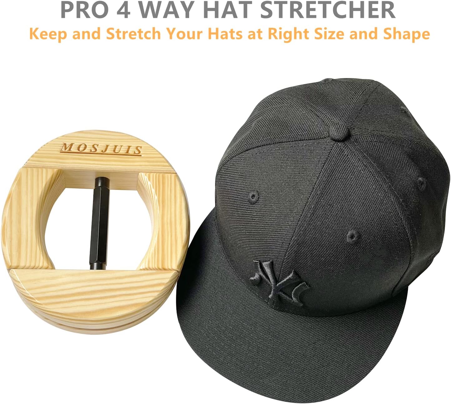 Hat Stretcher 4 Way Upgraded Hat Stretchers for Fitted Hats Wooden Hat Shaper for Men Cowboy Hats Baseball Caps - Image 2