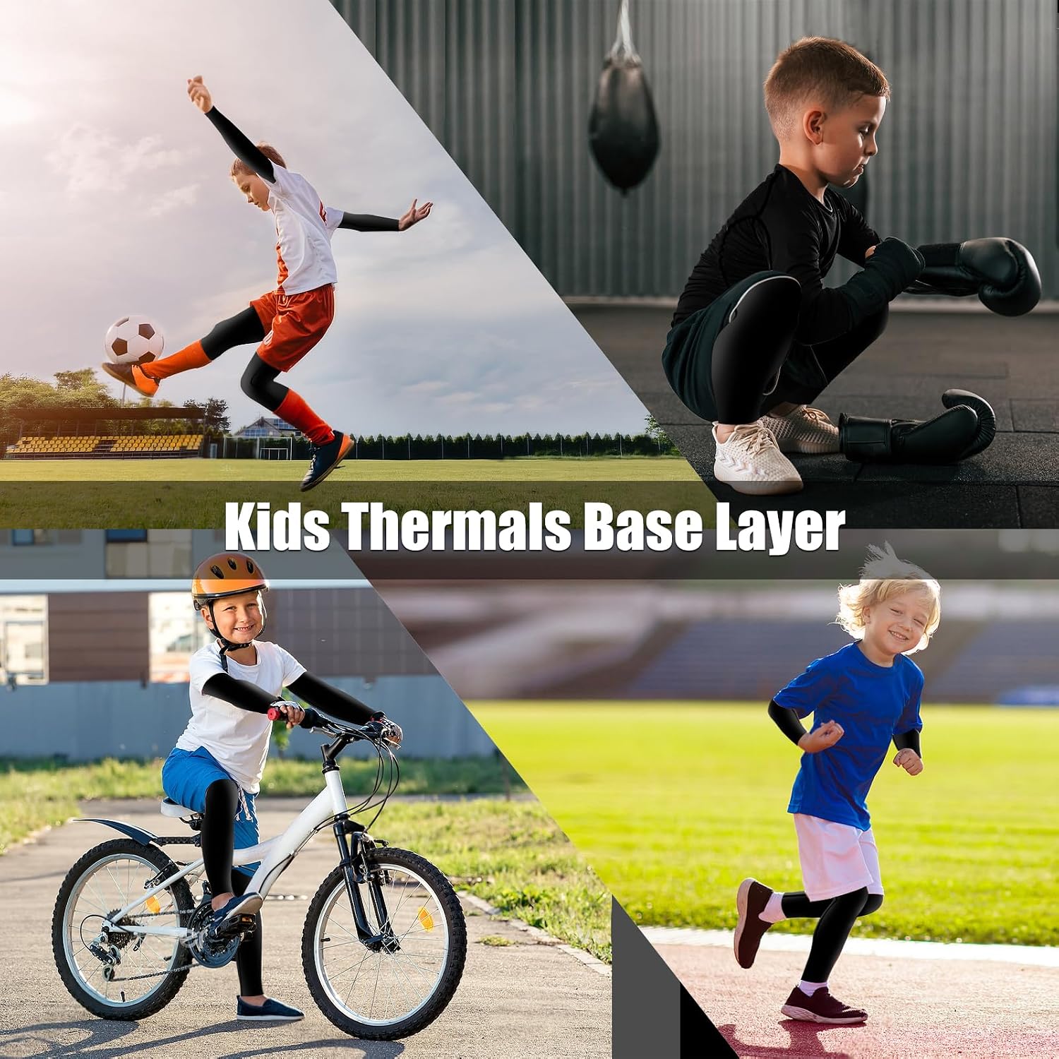 Boys Thermals Underwear Sets Kids Long Sleeve Base Layer Athletic Compression Top and Bottom Set for Running Sport