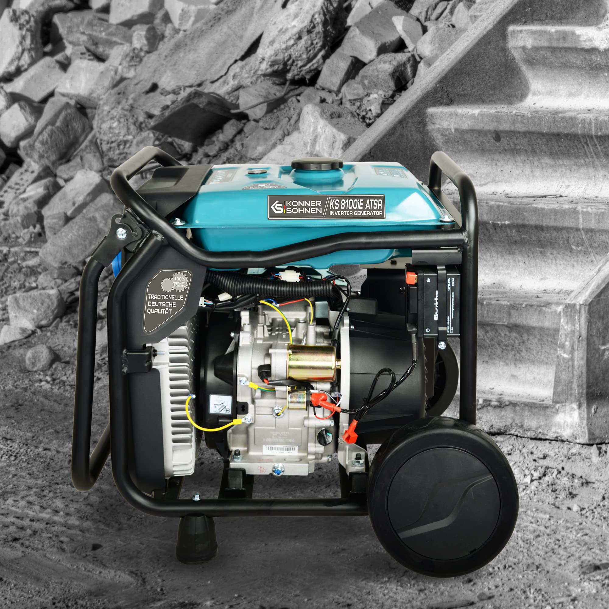 K&S Könner&Söhnen KS 8100iE ATSR Invertergenerator Benzin-Inverter-Generator, Stromerzeuger Höchstleistung 8,0 kW, 2 USB-Anschlüsse,Kupferwicklung, Kurzschluss- und Überlastschutz, EURO V