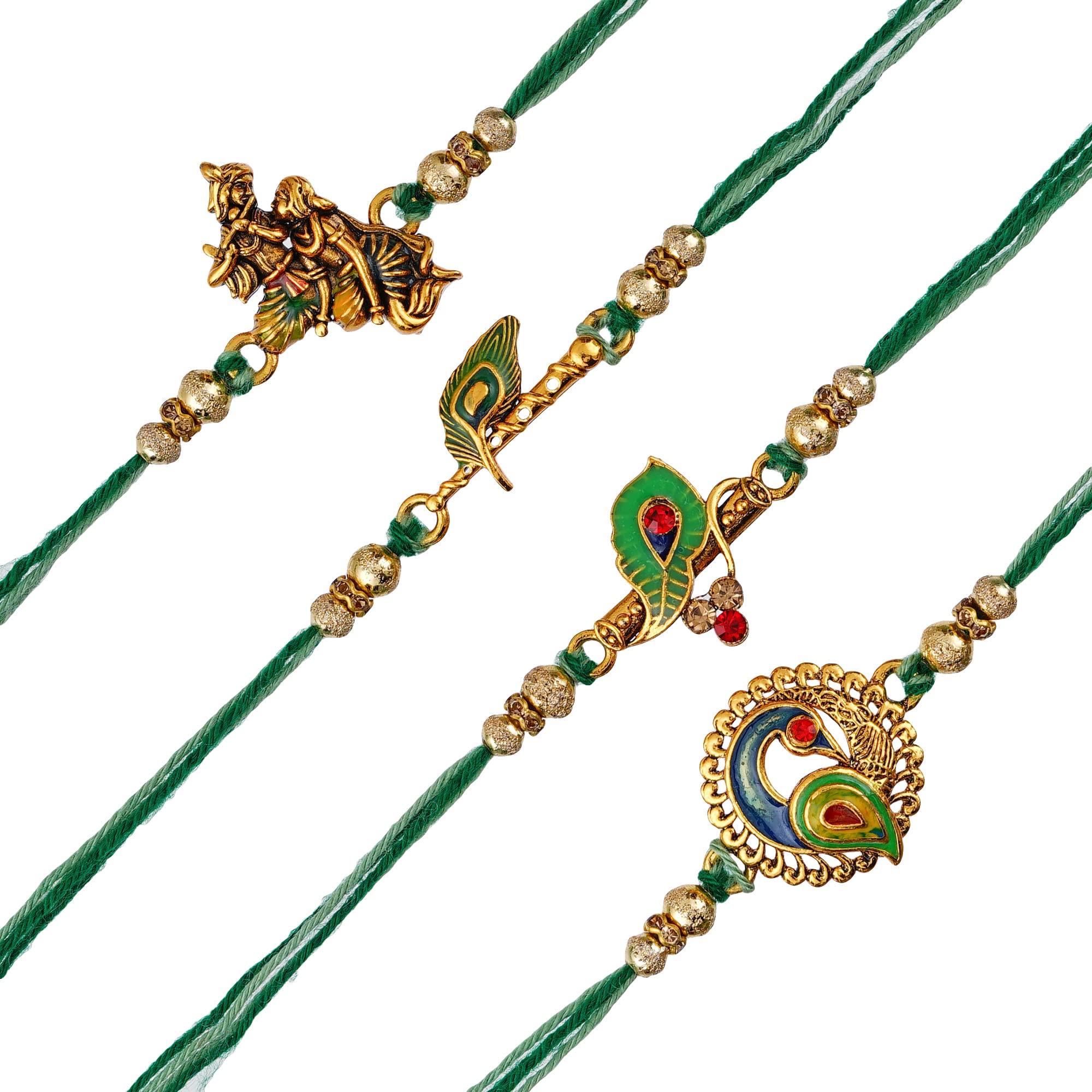 Rakhi Gift Set - Multicolor Radha Krishna Rakhis -7