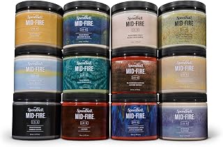 Speedball Mid-Fire Glaze, 16-Ounce Studio Set, Assorted Colors, 12 16-Ounce Jars for Pottery and Ceramics