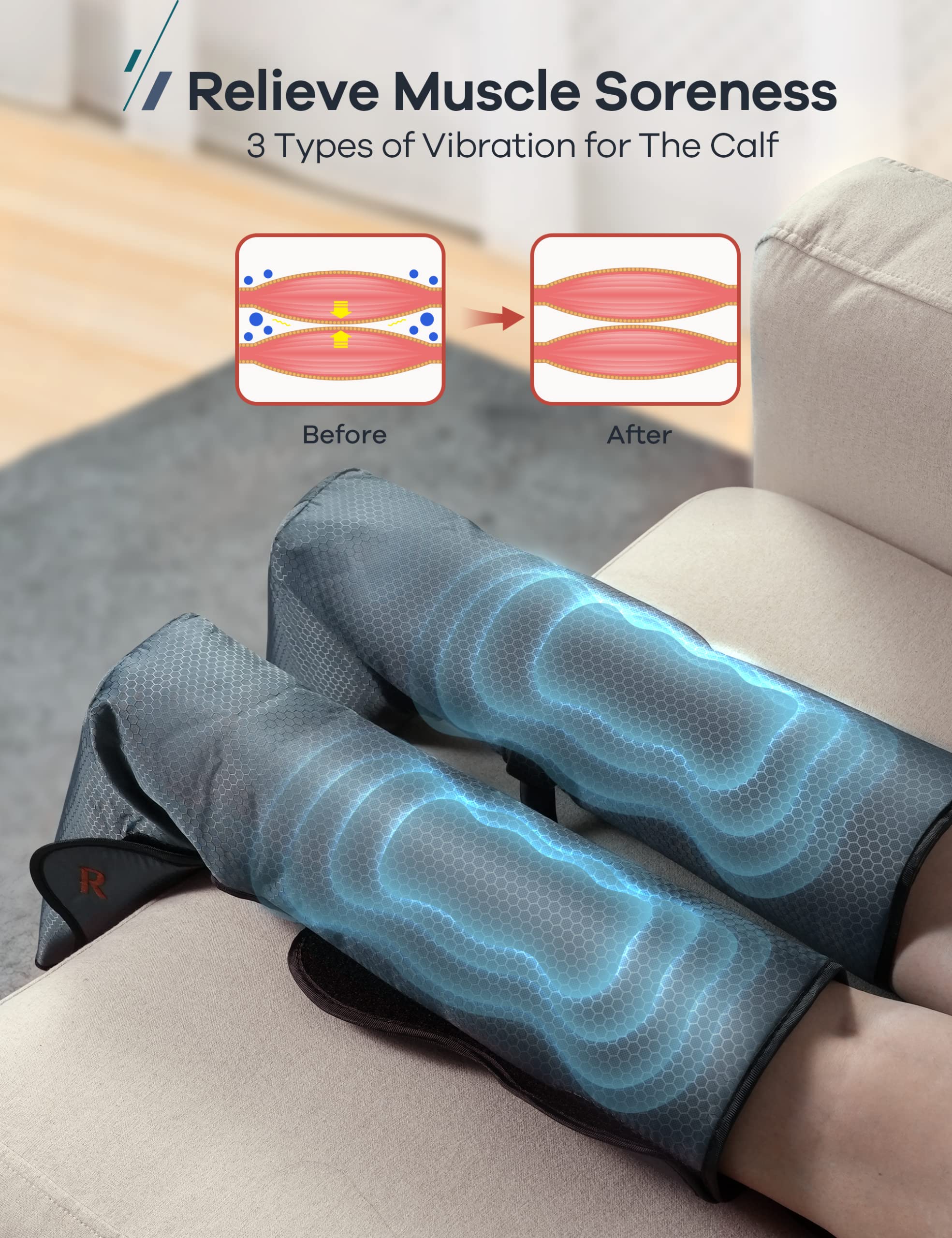 WELOV Leg Massager Compression for Circulation and Pain Relief- Air Compression Boots for Foot and Leg with Heat, Gifts for Mom, Dad, Women and Men, with 3 Vibration, 3 Heat, 3 Intensities and 6 Modes