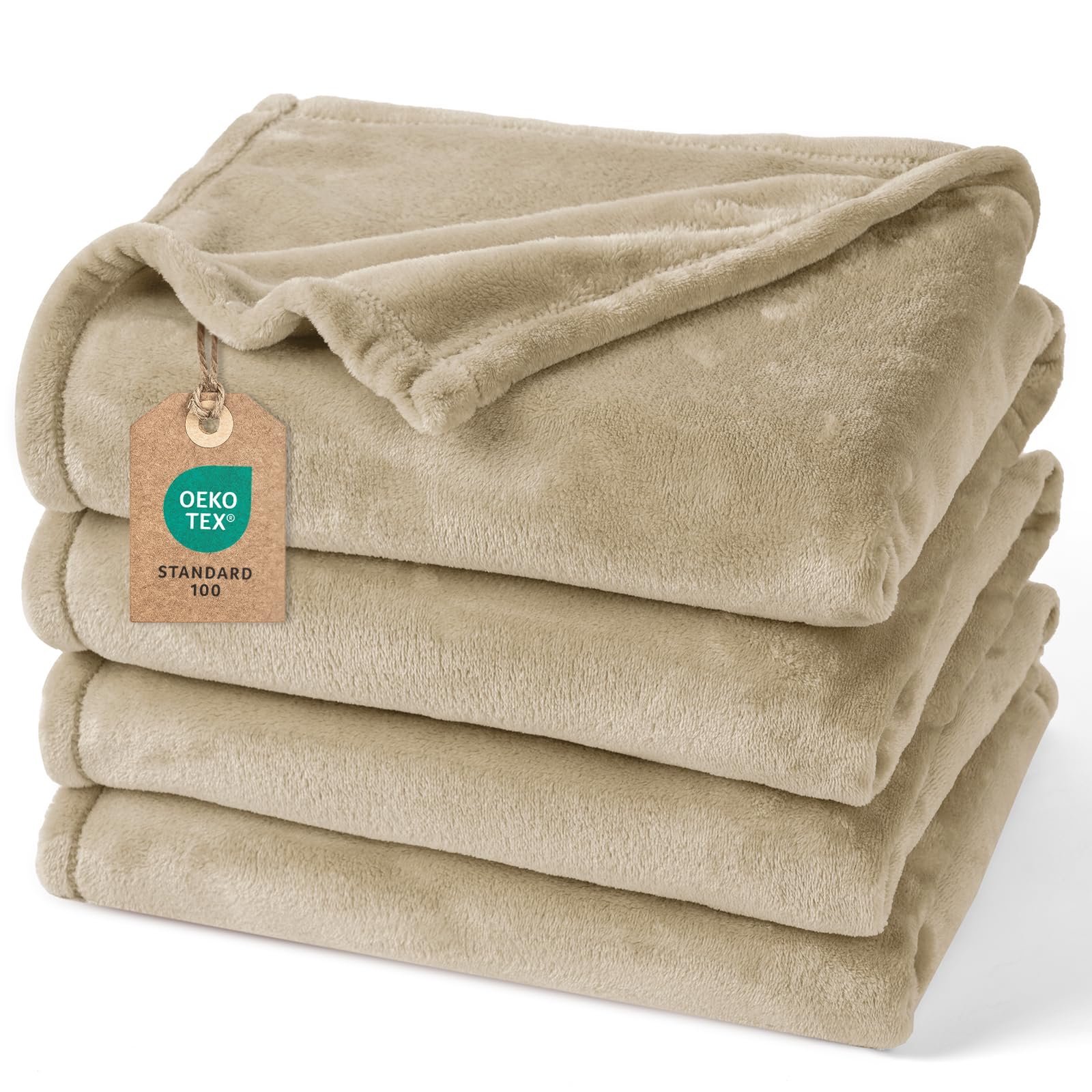 PHF Kuscheldecke Flauschig Fleecedecke 230x270cm - Oeko-Tex Weich Warm Wohndecke, 1PC Decke Blanket für Couch Sofa Bett, Tagesdecken & Kuscheldecken, Sofa überwurfdecke, Khaki