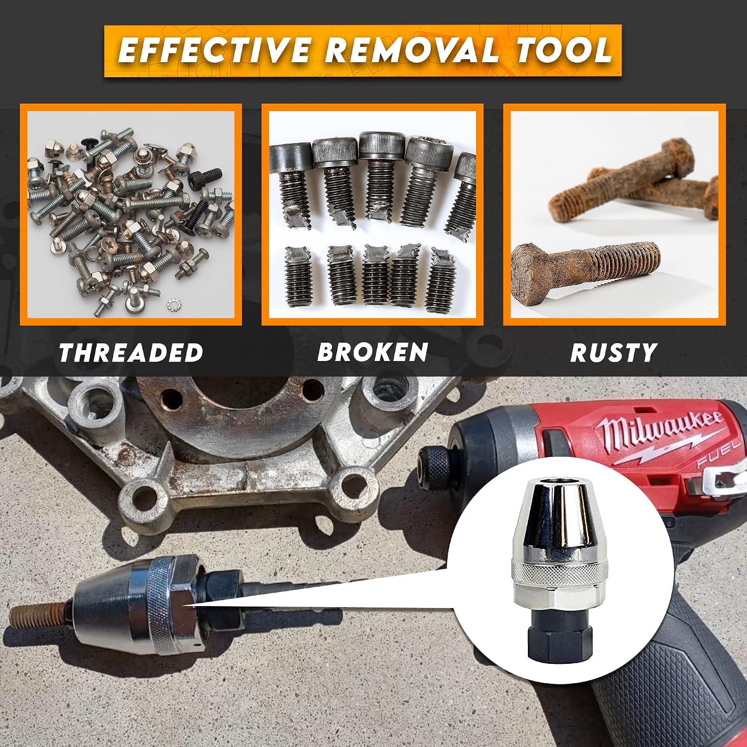 Shankly Bolt and Stud Extractor Tool Ideal for Locking and Removing 1/4-Inch to 1/2-Inch Damaged Bolt Remover or Stud Remover, 3/8-Inch Drive Rounded Bolt Remover