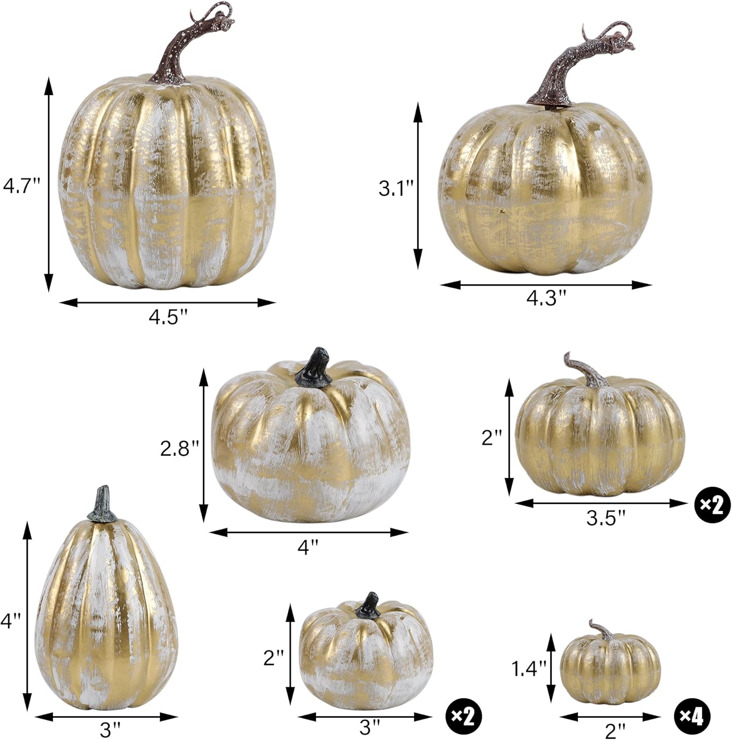 winemana 12 Pcs Thanksgiving Pumpkin Decorations, Assorted Sizes Artificial Foam Golden Pumpkins Fall Autumn Decor for Harvest Table Home Indoor Outdoor