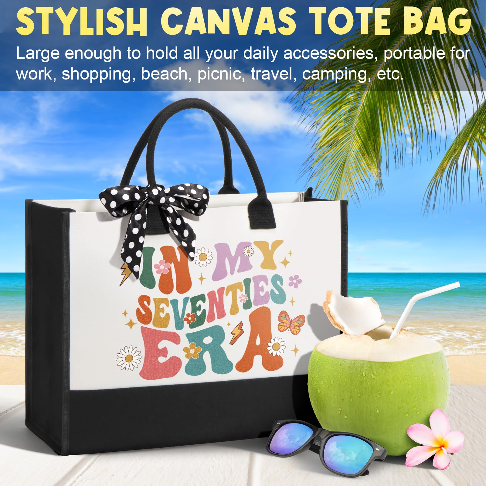 70th Birthday Gifts for Women, Unique 1956 Birthday Gifts for 70 Year Old Women Birthdays Gift Basket, Fabulous 70th Happy Birthdays Gift Idea for Mom Sister Friend Wife Grandma w/ Canvas Tote Bag
